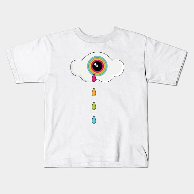 Tears of a Rainbow Cyclops Cloud Kids T-Shirt by helengarvey